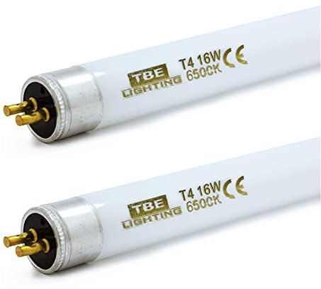TBE LIGHTING T4 16w Fluorescent Tube Lamps 480mm - 2 Pack of CFL Bulbs - G5 2-Pin Base Fittings - T4 High Efficiency Lamps, Day Light White 6500K