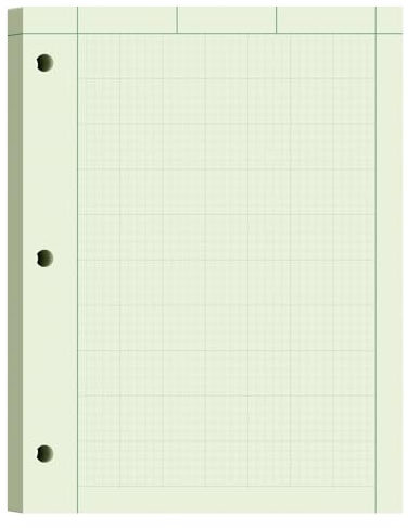 Engineering Paper 8.5 x 11, 100 Sheets Top Glue Binding Engineering Notebook, 5x5 Quad Ruled Graph Paper, 3-Hole Punched Engineering Computation Pad 8.5 x 11, Green Tint Engineering Paper Notebook