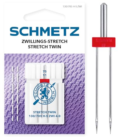 SCHMETZ | 1 Nähmaschinennadel | Zwillings-Stretch | 130/705 H-S ZWI 4.0 | Nadeldicke 4.0/75 | auf jeder gängigen Haushaltsnähmaschine einsetzbar