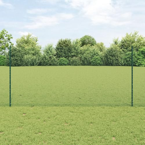Brokky 3336450 Recinzione in Filo Saldato con 5 Post U Verde 1.2x10 m Acciaio Rete in Rotolo per Recinzioni Metalliche da Giardino,Pollaio,Vigneto,Recinzione Rigida Resistente