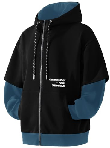 RUIZEHONG Felpa Uomo Zip con Cappuccio Cotone Felpe Blocchi di Colore Hoodies Sweatshirt Pullover Giacca con Cappuccio