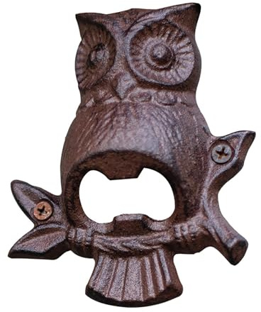 Wall Mount Bottle Opener - Beer Opener Owl Wall Mount | Wall Mounted Vintage Bottle Opener for Home, Garage | Sand Casting Decorative Nautical Design, Rustic Antique Look for Shop Or Garden Drawers