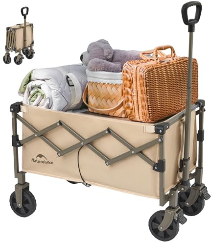 Naturehike Chariot à Main Pliable Charge maximale 120 kg Très Grande capacité en Plein air Pliable avec Chariot réglable pour Le Camping, Le Shopping, la Plage