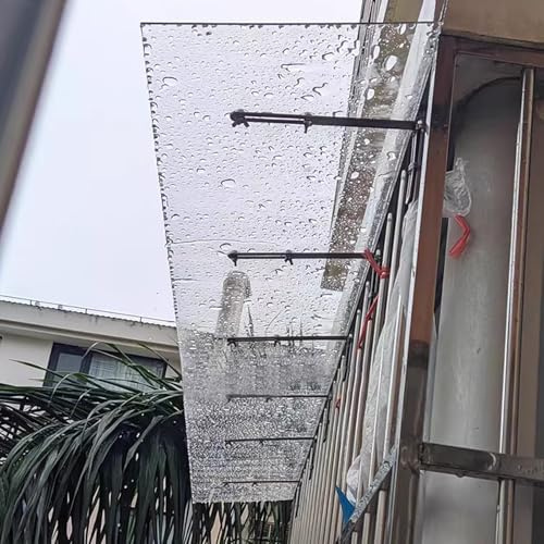 Auvent Marquise en Polycarbonate,Auvent de Porte d'Entrée,Marquise Solaire Porte Terrasse Toit Abri Protection Contre la Pluie et UV,Toit de Porte d'Entrée,avec Supports (30x430cm/12 x169)