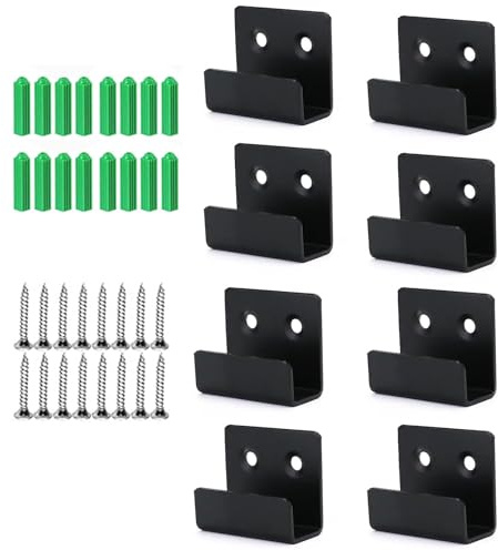 Anhoer 8 Stück U Winkel Halterung Schwerlast Wandhaken Display Wandhaken Keramikfliesen Haken Aufhängen Fliesenständer Ölgemäldeanzeige für Badezimmer Küche Garage (Innere Nut 20 mm, äußere Nut 25 mm)