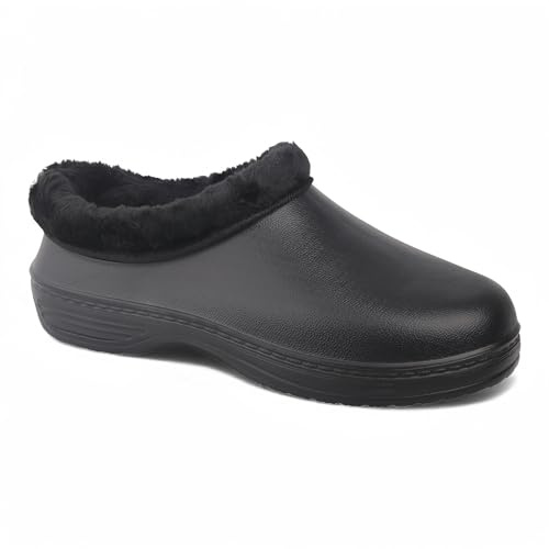 CHILLIFE Zoccoli invernali da donna con fodera, scarpe sanitarie per lavoro, leggere e impermeabili, realizzate in Portogallo, Nero , 39 EU