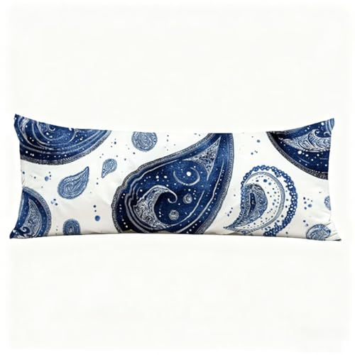 Taie Oreiller Bleu Marine Oreiller de Corps Abstrait Taie de Traversin 180 x 50 cm (Lot de 1) Coussin pour Dormeur Latéral, Impression Recto Verso Doux Velour Taies D'oreillers Coussin Long H0-755