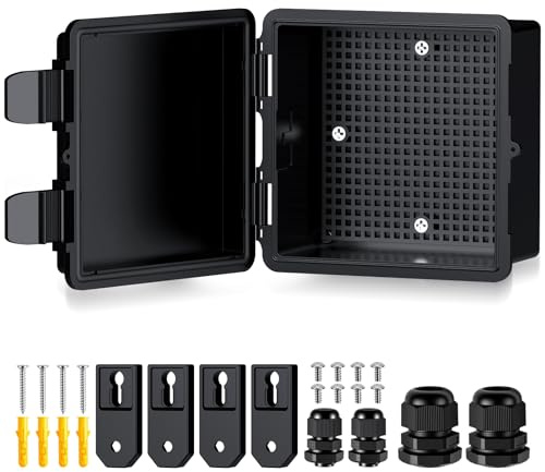 EYPINS Vattentät fördelningsbox IP67, kopplingsdosa vattentät ABS-plasthölje utomhus eluttag, växellåda, strömlåda med monteringstillbehör 15 x 15 x 9 cm | svart – ogenomskinlig