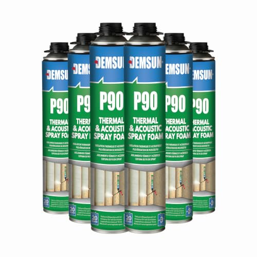 Demsun 6 Pcs 850 ml P90 Acoustic & Thermal Expanding Foam, Gap Filler, Soundproofing Spray, Professional PU Sealant Bundle for Walls & Cavities