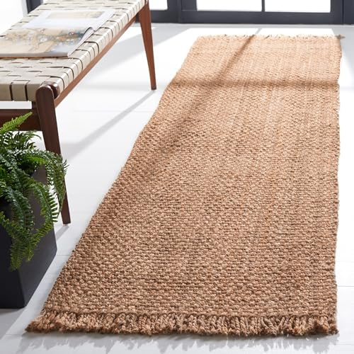SAFAVIEH Natural Fiber Collection Runner Rug - 2'6 x 20', Natural, Handmade Tassel Jute, Ideal for High Traffic Areas in Living Room, Bedroom (NF467A)
