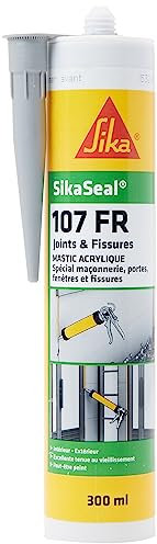 SIKA - Mastic acrylique spécial maçonnerie - portes - fenêtres - SikaSeal 107 joints et fissures - Gris - Int/Ext - Multisupports - Résistant aux intempéries - 300ml