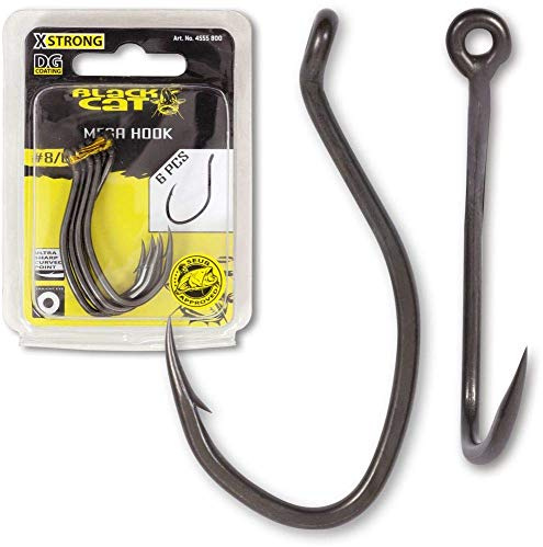 #6/0 Black Cat Mega Haken DG Coating 6Stück