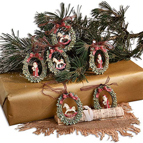 Loberon Anhänger 6er Set Chaignes - Deko für Weihnachten - Weihnachtsdeko für Wohnzimmer & Fenster - Hängedeko - Weihnachtsmann- & Schaukelpferd