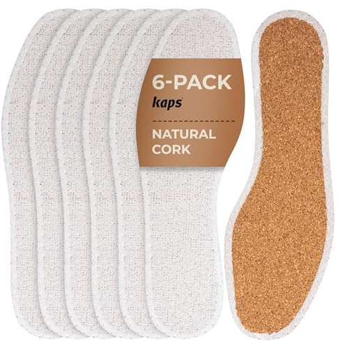 Kaps Confezione da 6 Paia di Suole in Sughero Naturale e Spugna, Solette Leggere per le Scarpe da Uomo o Donna (38 EUR)