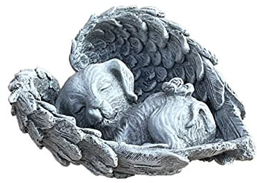 Stone and Style - Decorazione per tomba, con cane tra le ali, in pietra, resistente al gelo