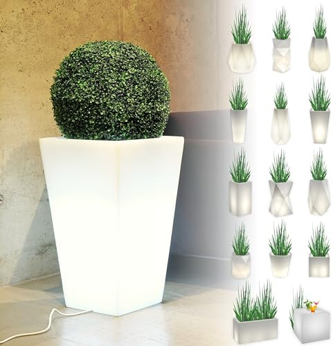 Monumo®️ Leuchtender Blumentopf Groß 70 cm x 41 cm x 41 cm | geeignet für Haus, Büro, Garten, Patio, Hotel, Restaurant, Balkon und Terrasse, gemütliche Innenlampe, moderner Gartentopf (Slim Line)