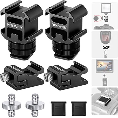 NEEWER Kit de Adaptador de Montaje de Zapata Caliente de 8 Piezas, Que Incluye Montaje Triple de Zapata Fría, Adaptador de Tornillo de 1/4 , Soporte de Soporte de Flash