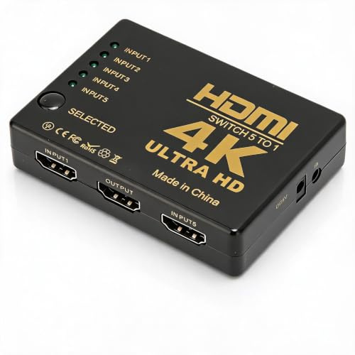 Commutateur HDMI 5 Ports, Convertisseur Vidéo 4K 30Hz pour TV HD, Lecteur DVD, Projecteur