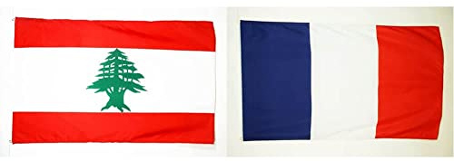 AZ FLAG Drapeau Liban 90x60cm - Drapeau libanais 60 x 90 cm - Drapeaux & Drapeau France 90x60cm - Drapeau français 60 x 90 cm Polyester léger