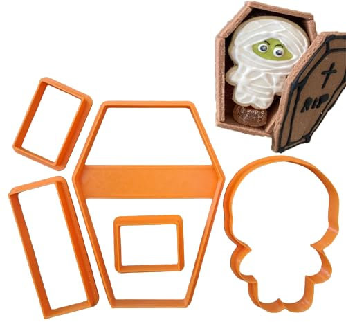 Tagliabiscotti.it - Halloween - Set Cutter Bara e Mummia - Cookies cutter - Formine - Cutter per biscotti - Dimensione Bara Lungh.11cm x Largh.8cm