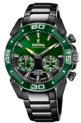 Festina Orologio Intelligente Uomo Ibrido Connected in Acciaio Inossidabile 316L Nero - Analogico - Impermeabile 10 ATM F20548/2 - Controllo Musica, Contapassi, Notifiche e Rifiuto Chiamate