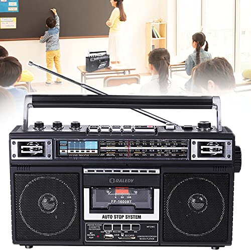 Cinta Antigua portátil de Cuatro Bandas Bluetooth U Disco Tarjeta SD Grabadora de Cinta multifunción Radio Grabadora de Cinta Retro conectada a Bluetooth para Uso en Exteriores por Personas de Media