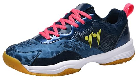 ZHENSI Chaussures De Badminton Légères pour Femmes Baskets De Volley-Ball De Ping-Pong De Tennis Antidérapantes Chaussures D'intérieur,Bleu,38 EU