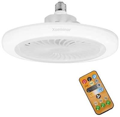Xoeminor Ventilatore da Soffitto Con Luci, Plafoniera da 30W Con Ventilatore e Telecomando, LED Dimmerabile in 3 Colori, 3 Velocità Con Timer, Ventilatore da Soffitto Per Camera da Letto, Dormitorio