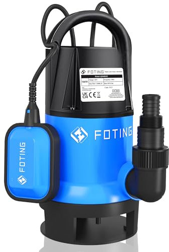 FOTING 900W Submersible Water Pump for Dirty/Clean Water, 14000 L/H Electric Sump Pump with Float Switch, Portable Water Pump to Empty Pool, Drainage Pump for Garden Pond, Pools, Hot Tub, Ditches