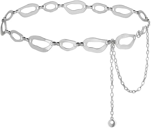 Suyi Waist Chain for Women Ladies Chunky Chain Belt for Dresses 105CM Silver 2