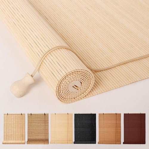 YUJIANHUAA Bambusrollo Retro Bambus Rollo,Bambus Raffrollos Fenster-Rollo,Sonnenschutz Sichtschutz Seitenzugrollo,Für Terrasse/Garten/Fenster/Tür,Breite×Höh (Natural,170cm x 160cm)