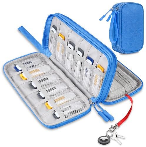 Lacdo USB Flash Drive Case Thumb Drive Holder Case Organizer Portable Electronic Accessories Storage Bag for SanDisk/SamData/Samsung USB Flash Drives Jump Drive Memory Stick, Cable, Medium Size-Blue