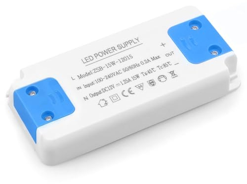 LED Trafo 15W, LED Treiber Netzteil 1.25A, 240V AC auf 12V DC Transformator kein Rauschen, Niedervolttrafo ür MR11 G4 MR16 GU5.3 Birnen Lichtstreifen, 1er Pack