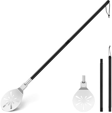 Herogo Pizzaspade, 20 cm perforerad pizzaplatta i rostfritt stål, metalltillbehör med verktyg och avtagbart handtag, slät yta & säker för ugn, 20 cm