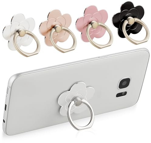 Wanmu 4 Stück Handy Ringhalter, Handy Ring Halterung 360° Drehung Handy Griff Halter Blumen Fingerring Griffe Ständer Kompatibel mit Smartphones Mobiltelefonen Handyhüllen