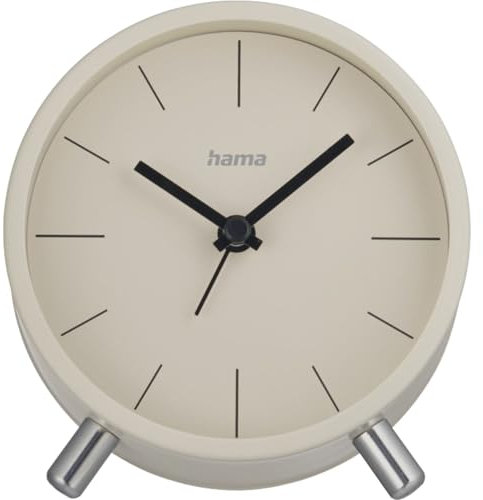 Hama analoger Funkwecker (DCF Funkuhr, ohne Ticken, mit Stunden- und Minutenzeiger, 1 Weckzeit, Schlummerfunktion, Hintergrundbeleuchtung, Elegantes Design, inkl. Batterie) beige