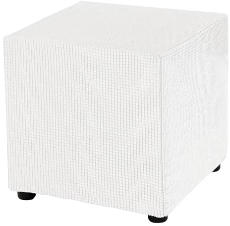 QUARKZMAN Fyrkantigt sittsäcksöverdrag 45,7 x 45,7 x 45,7 cm i Stretch Polyester Tvättbar Elastiskt Överdrag Överdrag Skydd för Fotstöd för Vardagsrum Sovrum, Beige