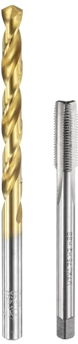 QUARKZMAN Gewindebohrer Set, M7 x 0,75 Metrisches Gerades Flöten Gewindebohrer & 6,2mm Spiralbohrer, Unbeschichtet/Titanbeschichtet HSS 6542 Maschinengewindebohrer Set
