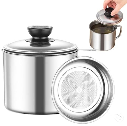 Contenedor de grasa, almacenamiento de aceites de cocina de gran capacidad, adorable lata de almacenamiento de grasa de 4.7 x 4.5 x 4.13 pulgadas, separador de aceite para cocinas domésticas para
