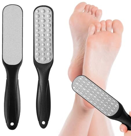 2 Pcs Professionale Lima Per Piedi, raspa piedi professionale, Ammorbidisce Dry Talloni Screpolati la Pelle - Acciaio Inox