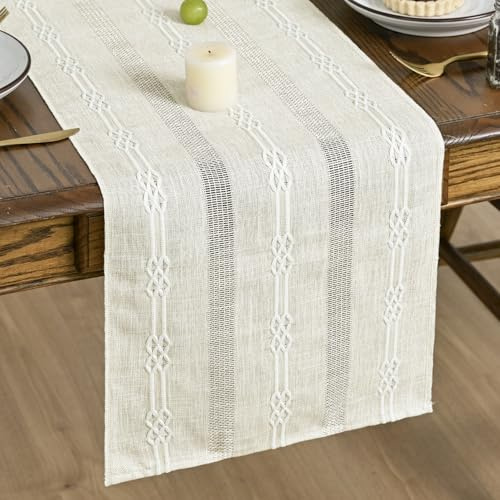 Artoid Mode Runner da tavolo in stile rustico country Beige 33x183 cm, per cucina, tavolo da cucina, decorazione per compleanno, vintage, per interni, feste, vacanze