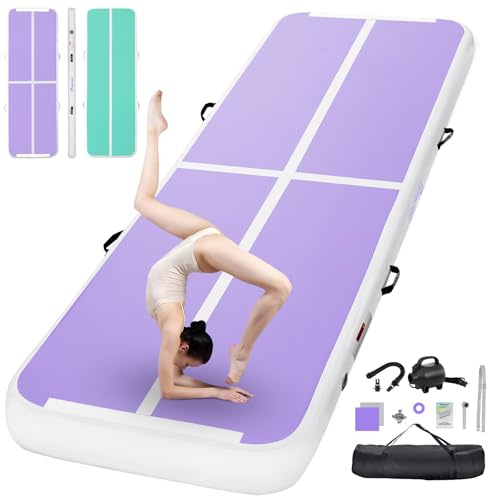 FBSPORT Airtrack Matte, 20cm Hoch Verdicken 4M Tumbling Matte,Gymnastikmatte mit Luftpumpe,Trainingsmatte mit Tragetasche,Turnmatte für Zuhause, Outdoor,Yoga