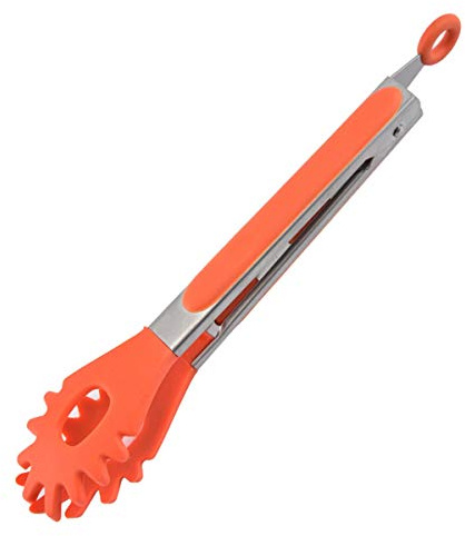 Kitchen Tongs with Silicone Tips,Non-Slip Heat-Resistant Serving Tongs Food Tongs for Serving Spaghetti, Pasta, BBQ, Salad Kitchen Tools(Orange)