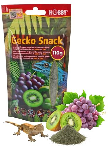 Hobby Terraristik Gecko Snack Uva/Kiwi - Alimento de gel afrutado para geckos | 1 unidad | Con harina de insectos, probióticos y prebióticos para una digestión saludable