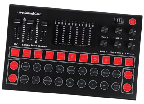 Hemobllo Mixeur Surveillance Instantanée Effets Sonores Intégrés sur et Audio Externe Portable Noir pour Diffusion en Direct et Streaming Téléphone Mobile