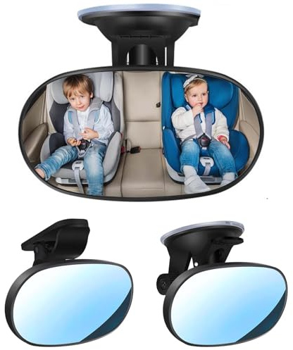 Autospiegel Baby Rücksitz, Auto Rückspiegel fur Baby, Spiegel Auto Rückbank, Sicherheitsspiegel für Kinderschale mit Saugnäpfe und Klammer, 360°Drehung Wide Angle Autospiegel Rückspiegel