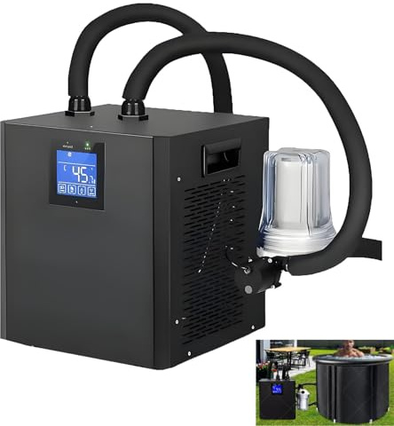 EpyGnom Enfriador de Baño de Hielo de 1/3 HP para Bañeras Sistemas de Enfriamiento de Agua Fría por Inmersión con Filtro Externo Bomba Sumergible Control Remoto Terapia de Recuperación