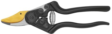 FELCO 6 Gartenschere Klinge F-Gold/Schwarze Griffe – robust und elegant, AuCo-Klinge kratzfest, 20 mm Schnitt, geschmiedete Aluminiumgriffe, Swiss Made