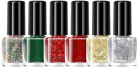 Set Natalizio Smalti Gel Bellezza 6 Colori Asciugatura Rapida E Lunga | Smalto Gel Invernale Strumento Manicure per Quotidiano Casa Salone Spa Viaggio Festa Matrimonio Vacanza