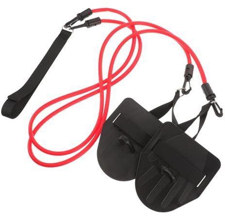 BELLIFFY Swimming Resistance Band with Paddles 30lb Bungee Cord Swim Training Belt for Arm Strength and Aquatic Fitness Exercise in Pool and Dry Land Training